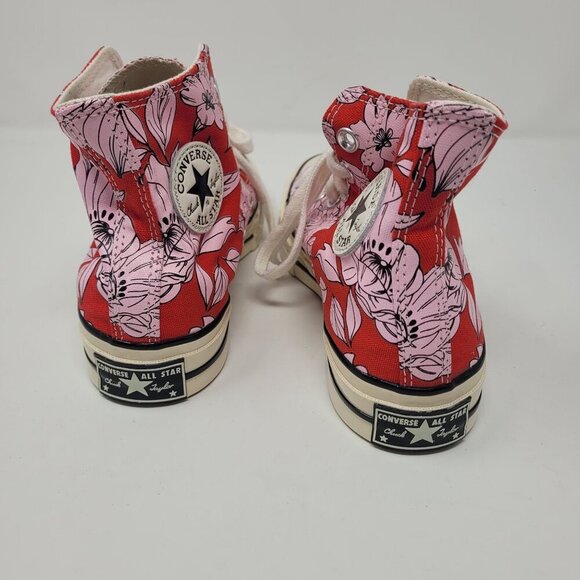 Converse Womens 5.5 Chuck 70 red pink floral high tops 568373C 2003 - Picture 3 of 12